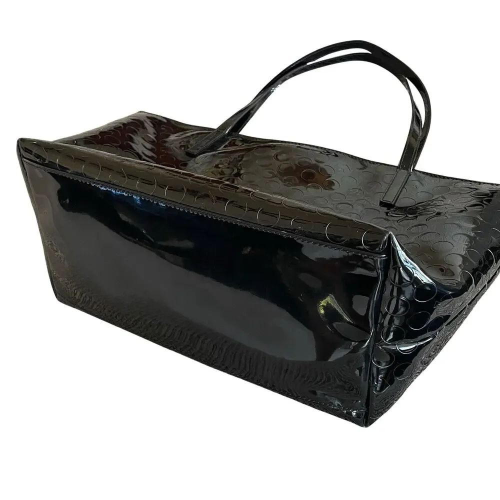KATE SPADE New York Yaletown Sophie Black Patent Ace of Spades Zip-Top Tote Bag